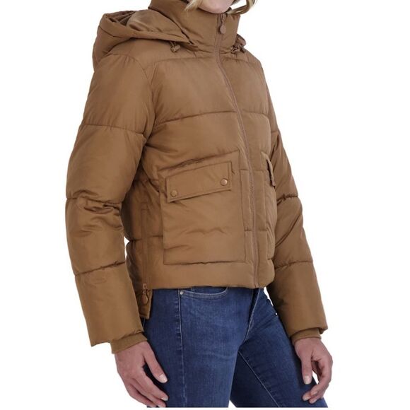 Sebby Puffer Coat Jacket Brown Medium - Picture 3 of 12